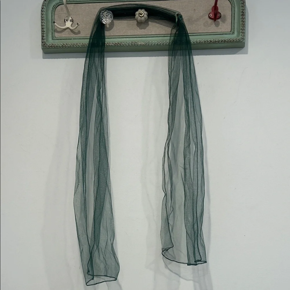 Hunter Green Sheer tulle Scarf 67” long